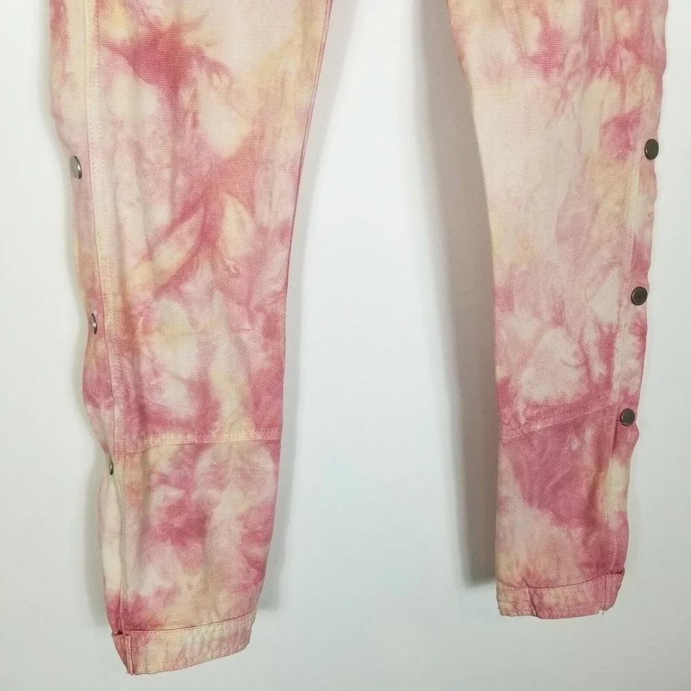 MNML Men's White Pink Tie‎ Dye Jeans Size 29 Snap Zip Sides Pockets